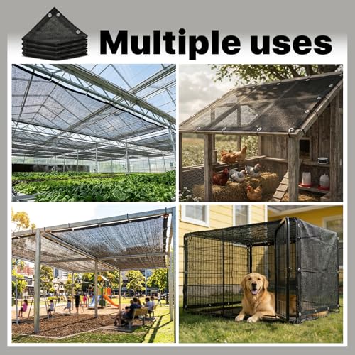 Amgo 30% Black Shade Cloth Custom Size 4FT x 4FT Mesh Tarp, UV Resistant Netting with HDPE Material and Upgrade Grommets for Plant Cover, Greenhouse, Chicken Coop, Barn, Kennel, Garden. - color: Black, size: 4' x 4' Custom Size