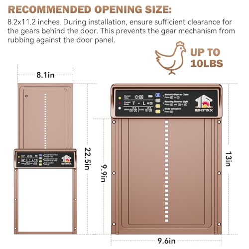 Automatic Chicken Coop Door Solar Powered, 4 Modes Automatic Chicken Door Solar, Anti-Pinch & Weather Proof Coop Door with Remote Control | Anti-Pinch，Weather Proof Coop Door with Remote，4 Modes Automatic Chicken Door - color: Gold