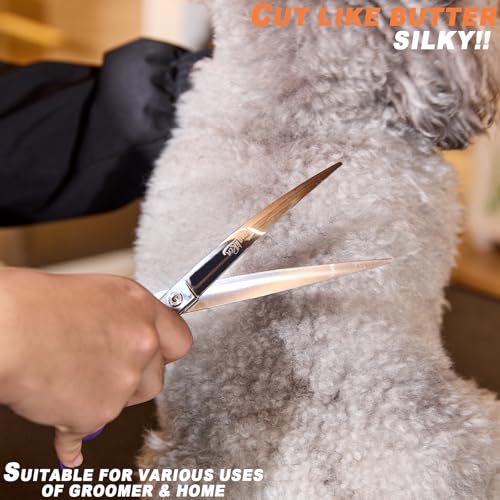 High-end Professional Dog Grooming Curved Scissors Pet Curved Shears 8 Inches Extremely Very Sharp Made Of Stainless Steel Alloy By Hand For Dog Cat Groomer - color: 8inch Curved Shears