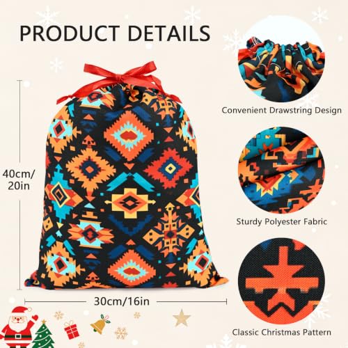 KzgtY Aztec 2PCS Gift Bags with Drawstring, 16 x 12 Inch Reusable Present Sacks for Christmas,Brithday, Holidays,Parties & Gift Packaging - color: Aztec