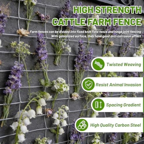 Cattle Panel 4ft x 328ft 14 Gauge Heavy Duty Galvanized Woven Wire Fence | 12 Gauge Border 8in to 3.5in Mesh for Goat Sheep Deer Horse Livestock Fencing Yard Garden Field Agricultural Farm Ranch fence - size: 14ga 4x328ft