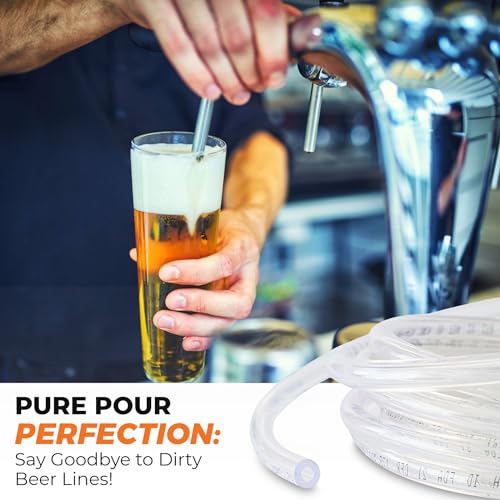 Clear Vinyl Plastic Tubing - Food-Grade & Flexible PVC Tube for Beer Line, Kegerator Accessories, Wine, Aquarium & Water Hose, Fuel Line, Drip Irrigation & More, 5/16" ID 7/16" OD, 25 Ft