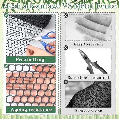 Marsui Animal Barrier Fence 12in x 33ft No Dig Garden Fence Mesh Fencing with Steel Stake Movable Portable Temporary for Poultry Dogs Rabbits Chicken Snake Barrier Garden Backyard Outdoor - size: 12in x 33ft