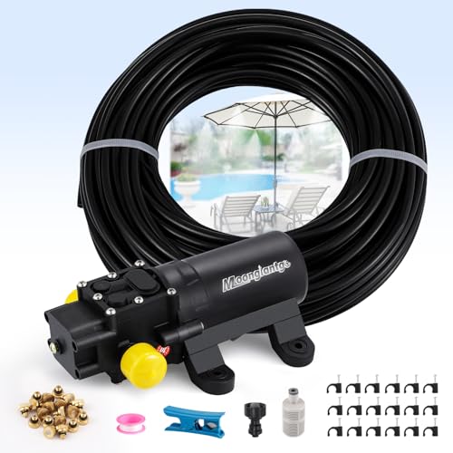 Moongiantgo Outdoor Misting Cooling System with Pump, 116PSI High Pressure | Mister with 65.5FT(20M) Water pipe+24 Misting Nozzles 0.02’’+3/4’’ Faucet Adapter, System for Outside Patio Garden Beaches