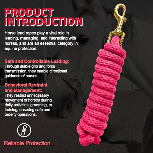5/8" x 8' Nylon Horse Lead Rope (Peach Pink) | Durable nylon material, cast iron hardware, ideal for daily use, training and showing. - color: Peach Pink