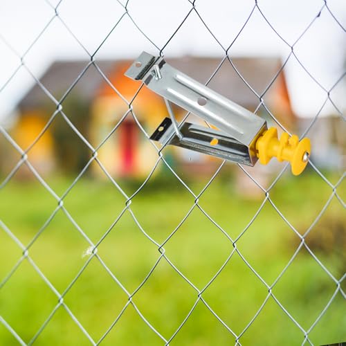 Chain Link Fence Insulator 50 Pcs Electric Fence Insulator, T Post Extender Wire Holders for Chain Link and Studded T & U-Posts Tubing, Yellow