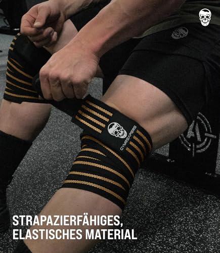 Gymreapers Knee Wraps for Squats and Powerlifting 72 Inch Compression Wraps with Strap for Men & Women Weightlifting Support - color: Desert Tan