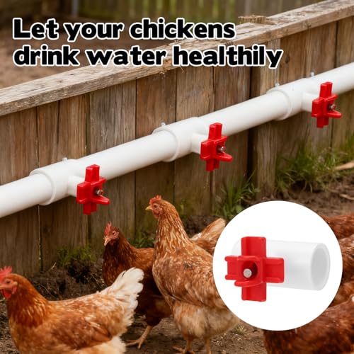 16 Pack Automatic Chicken Nipples Waterer, Horizontal Chicken Waterer Nipples with 1/2'' PVC Tee Fittings DIY Auto Chickens Waterering System Waterer Drinker and for Ducks Quail and Other Poultry