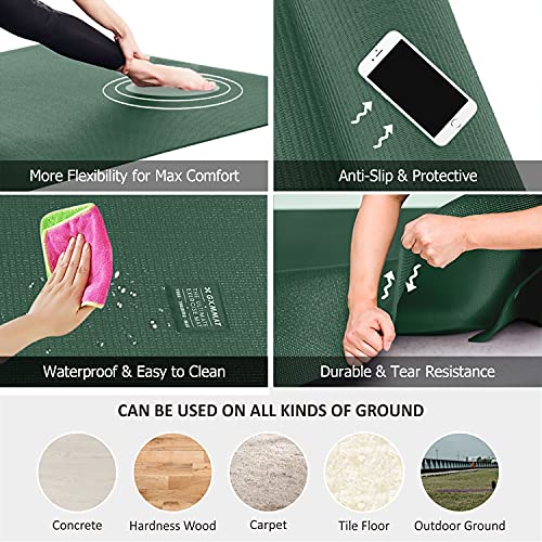 GXMMAT Large Yoga Mat 12'x6'/10'x6'/6'x8'(7mm), Extra Thick Workout Mats for Home Gym Flooring, Ultra Comfortable Non-Slip Quick Resilient Barefoot Wide Exercise Mat for Pilates, Stretching,Meditation - color: Green Jasper, size: 6*12 FT