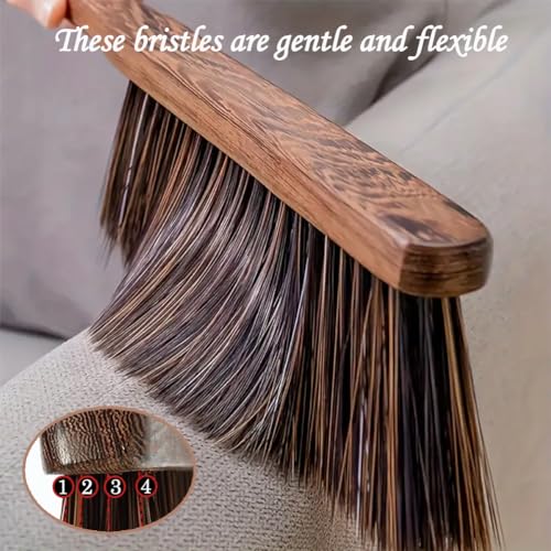 Hand Broom Brush Dust Cleaning: Hand Brush, Dusting Brush, Couch Brush, Soft Brush Cleaning, Dust Broom, Handheld Broom, Bed Brush, Hand Brush for Cleaning The Bed, Sofa, Fireplace, car, etc. - color: Brown
