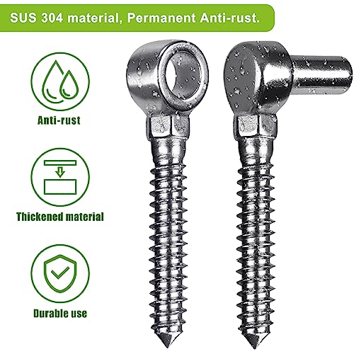 Insaga Cast 304 Stainless Steel Gate Hinges 2Pack Lag Screw Hinge for Farm M16 Hook and Eye Hinges, Partial Thread Gate Hinge Bolts for Wood Cattle Livestock Gate for Fence - color: M16 Hook and Eye Hinge-2Pair