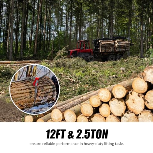 Single Leg Wire Rope Sling, 1/2" x 12' Log Choker Cable Rigging | 10.3T Capacity, EIPS 7x19 IWRC, Flemish Loop & Turnback Eye w/Thimbles, 2 Forged Metal Sleeves, Sliding Choker Hook Design - size: 1/2"x12'(10.3Ton)
