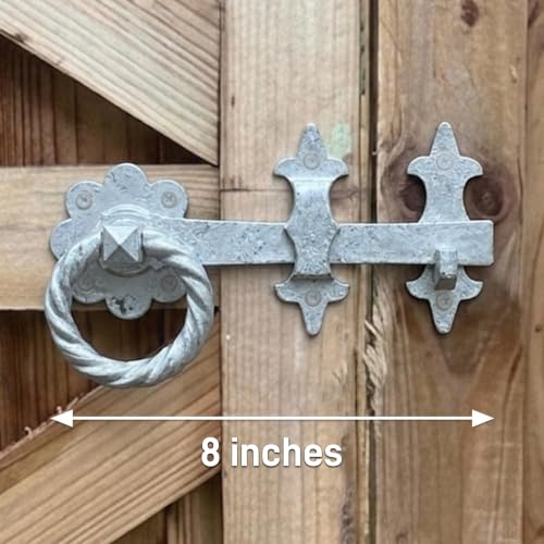 GATEMATE® B5612001 Ornamental Ring Gate Latch | 8" (200mm) Galvanized | Durable and Decorative Gate Hardware | Rust-Resistant Finish | Includes Fittings for Easy Installation - color: Galvanised