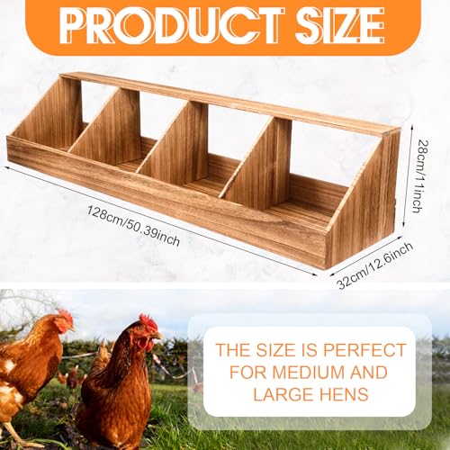 CroBlissful Chicken Nesting Boxes, Chicken Laying Boxes Coop Accessories Roosting Laying with Liners Large Bedding for Hens Birds Duck Coop Poultry Habitat Supplies(4 Compartment)