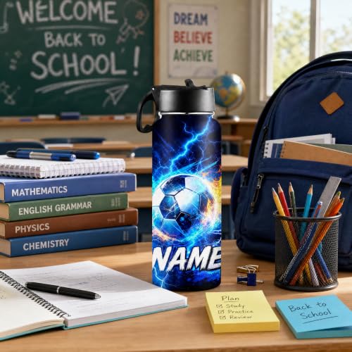 Custom 18oz Kids Water Bottle with Name, Cool Funny Sports Theme Insulated Bottle, Suitable for Boys Girls, Soccer Basketball Football Baseball - color: Color 05
