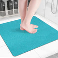 Square Non-Slip Shower Mat 24x24 Inches, Quick-Draining Bath Mat for Shower Floor, PVC Loofah Textured Shower Stall Mat, Secure Anti-Slip Bathroom Mat, Boho Style Bath Mat (Blue) - color: Blue