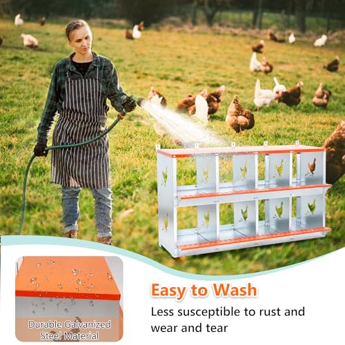 8 Compartment Galvanized Steel Nesting Box Wall Mount | Galvanized Steel Rustproof & Weather Resistant|Vented Design Keeps Interior Dry & Odor Free|Tool-Free Assembly - size: 42.5"L x 17.0"W x 25.0"H