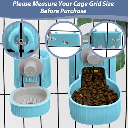 Fhiny Rabbit Food Dispenser, 40oz Large Capacity Hanging Gravity Bunny Feeder for Cage Automatic Guinea Pig Feeding Bowls Pet Food Storage for Guinea Pig Bunny Ferret Chinchilla Cat Puppy - color: Blue