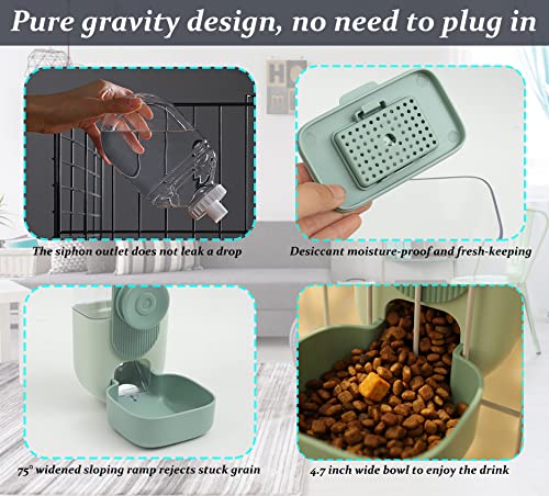 Kenond 35oz Rabbit Food Bowl,Bunny Water Dispenser,Feeders Waterer for Cage | Hanging Auto Ferret Food Water Dispenser, Auto Gravity Pet Feeder and Waterer Set, Cage Cat Food Bowl Dog Feeding Station - color: Green Waterer and Feeder C