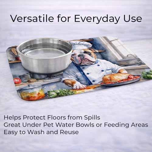 Caroline's Treasures American Bulldog The Chef Memory Foam Kitchen Mat Machine Washable Anti-Fatigue Mat Cushion Comfort Bath Mat or Kitchen Rug - color: American Bulldog 6185