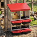 Garvee 4-Hole Roll Away Egg Collection Chicken Nesting Box | Galvanized Steel Nest Box for Laying Eggs - color: Red, size: 4 holes & 2-tier