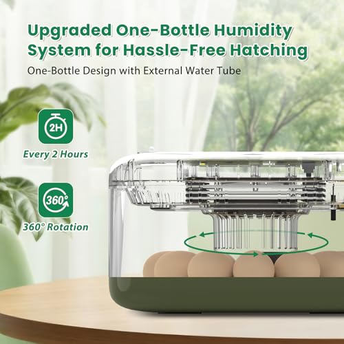 12 Egg Incubator with Humidity Display & Built-in Candler, Automatic Turner, Temp & Humidity Control, Auto Water Refill – Digital Hatcher for Chicken, Duck, Quail, Parrot (Green, 12 Egg) - color: Green, size: 12 Egg