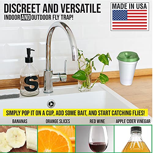 Billy-Bob Fly Lid - Turn Almost Any Cup Into A Fly Trap. Indoor and Outdoor Use - 3 Lids per Pack, 6 Lids Total. Great for Fruit Flies and House Flies!