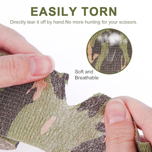 48 Pack Self Adhesive Bandage Wrap, 2” x 5 Yards Cohesive Medical Tape Elastic Grip Tape Black Sports Tape Athletic for Ankle, Wrist Sprains, Pet First Aid (Camo) - color: Camo