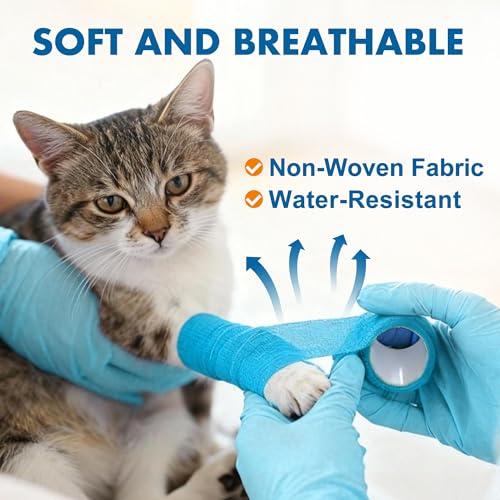 LotFancy 10 Rolls Self Adhesive Vet Wrap, 3 Inch Cohesive Bandage Wrap for Horses, Dogs, Cats, Pet, Animal, Non-Woven Medical First Aid Tape for Wounds, Paw, Leg, Foot, Ankle Sprains & Swelling - size: 3 Inch x 5 yards