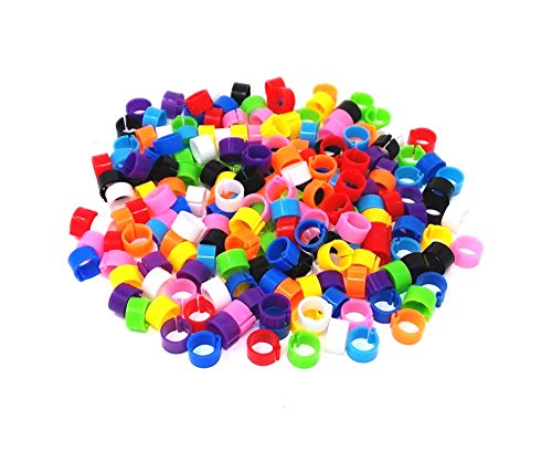 Honbay 200pcs Mix Color 8mm Foot Ring Bands Bird Clip on Leg Rings for Pigeon Dove Chicks Bantam Quail Lovebirds Finch Small Poultry Chicken