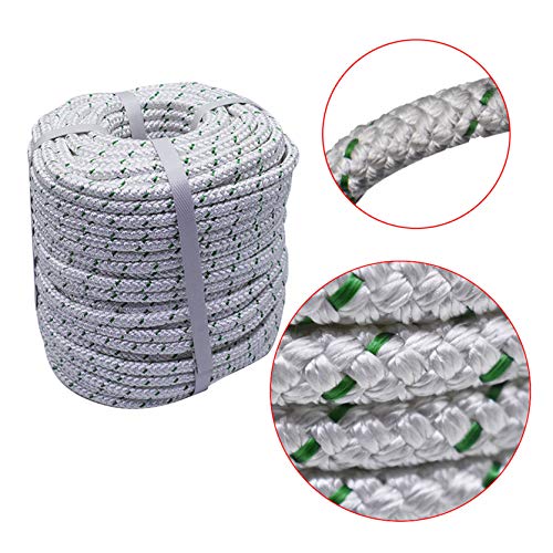 3/8 Inch x 100 Feet 4800Lbs Double Braid Polyester Rope Breaking Strength Strong Pulling Rope - color: White & Green, size: 3/8in x 100 ft