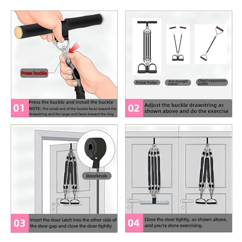 Multifunction Tension Rope Set,Upgraded Smart Stirrup Puller | Adjust Sit Up Bar-Pedal Puller Tensioner Workout Bands Resistance With Abdomen/Waist/Leg/Hips/Chest/Back