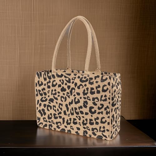 KAF Home Jute Market Tote Bag with Handles (Leopard) - color: Leopard