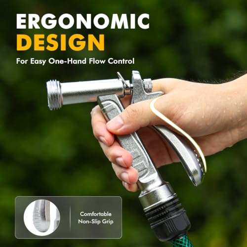 RESTMO 100% Metal Rust-Proof Chrome Plated Garden Hose Nozzle Heavy Duty | 5X Lifespan Zinc Alloy Pistol Grip Hose Sprayer Nozzle, Leak Proof, Threaded Front, Idea for Car Washing, Plant Watering - size: 1 Pack
