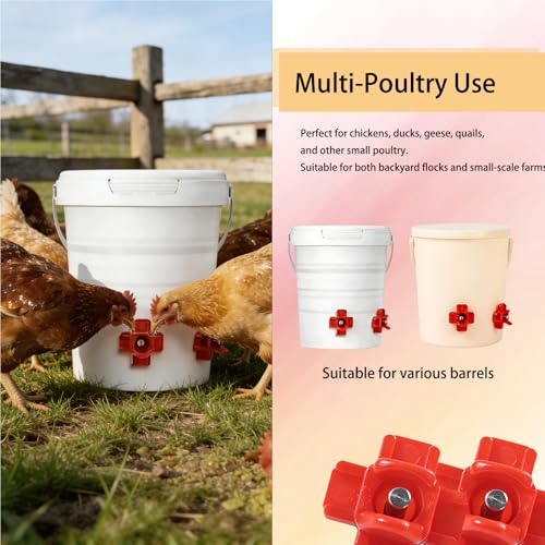 12 Pcs Horizontal Chicken Waterer Nipples with Drill Bits, Leakproof Poultry Watering System for Chicken Coop, ABS Plastic & Stainless Steel, Water Saving for Outdoor Use