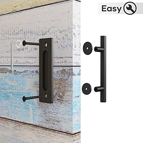 EaseLife 2 Pack 12" Round Sliding Barn Door Handles and Pulls | Rustic Double Sided Hardware Set, Heavy Duty, Matte Black Powder Coated Finish, Easy Install - color: Black, size: 12 Inch