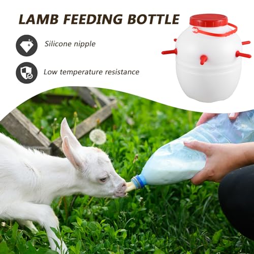 Mipcase Silicone Lamb Feeding Bottle Lamb Feeder Bucket with 8 Nipples Large Capacity Milk Feeder for Baby Goats Sheep Pig Dog Mule Donkey Horse Farm Animal Feeding Supplies