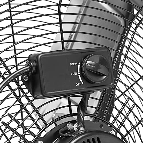 Amazon Basics 24" 215W High-Velocity, Heavy-Duty Industrial Fan, Drum Fan, with UL-Certified Safety Compliance, 2 Speeds, Up to 8820 CFM, 5.9-ft Power Cord, 2 Wheels, Metal Housing/Blades, Black - size: 24-inch