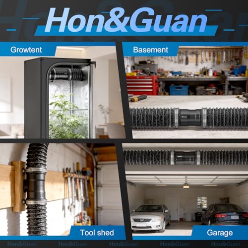 Hon&Guan 6 Inch Inline Booster Duct Fan with Speed Controller - 345 CFM Airflow with 19.2W Ultra-Low Power and Low Noise - size: 6 Inch