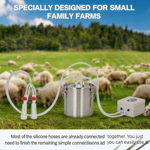 5L Goat Milking Machine, Rechargeable Battery Adjustable Pulse Vacuum Electric Goat Milking Machine,Portable Milking Machine,Individual Pulsation Adjustment, Udder Protection - size: 5L Goat