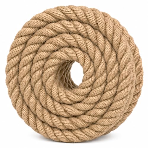 Twisted Manila Natural Jute Rope (1.5 Inch x 10 Feet) Thick Hemp Rope for Docks, Railings, Tree Climbing, Decorating - size: 1.5 Inch x 10 Feet