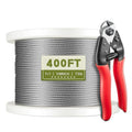 KALLDSY 400FT 1/8" Stainless Steel Cable for Railing, 7x7 Wire Rope | Marine-Grade T316 SS, High Strength, Flexible for Deck Cable Railing System Kit, DIY Balustrades, Comes with a Cutter - size: 400 ft