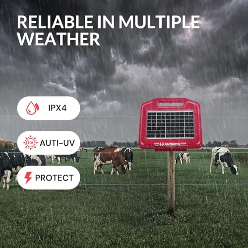 50 Miles Solar Electric Fence Charger, 0.95 Joule High-Power Solar Fence Charger for Livestock, Horses, and Wildlife Control, Solar Electric Fence with Easy Installation - size: S800