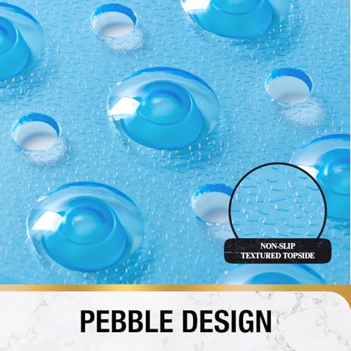 HITSLAM Square Shower Mat 27x27 Inch, Extra Large Non Slip Shower Mats for Inside Shower Stall, Anti Slip Bath Floor Mat with Strong Suction Cups & Drain Holes, Machine Washable, Blue - color: Blue