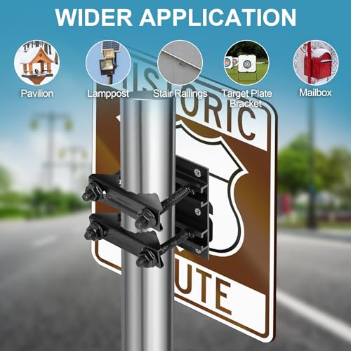 Post Tubes Mounting Bracket, 2-Packs Adjustable Solar Mounting Bracket Fence Hook Compatible with Round, Square, T-Posts, Irregularly Shaped Pipes (Max. 2-1/2" Width)