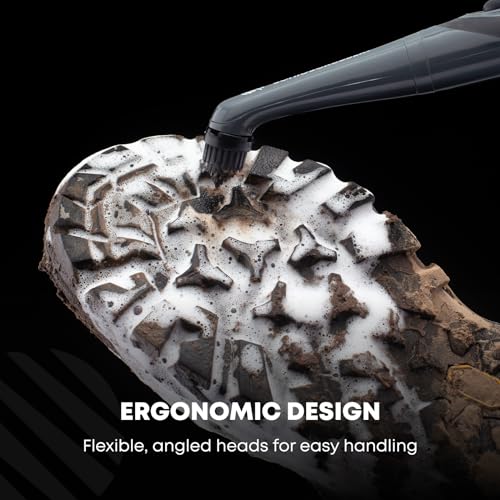 Footwear Electric Cleaning Brush Pack - Shoe + Sneaker Cleaner - High Power Motor - Includes 4 Shoe Cleaning Brush Heads - Removes Mud, Dirt and Refreshes Footwear - AA Batteries Included