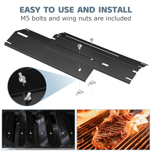 Universal Porcelain Steel Adjustable Grill Heat Plates Heat Tents Heat Shields Grill Burner Cover,Compatible with Charbroil, Nexgrill, Brinkmann, Dyna Glo etc.,Extends from 11.75" up to 21" L,5 Pack - size: Porcelain Enameled 5-Pack