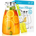 Aofmee 100 Oz Glass Pitcher, 3L Water Pitcher with Lid, Iced Tea Jar with 304 Stainless Steel Lid and Spout, Heat Resistant Jug for Sun Tea, Water Carafe for Cold or Hot Beverage Serveware Juice | Thickened Borosilicate Glass Iced Tea Pitcher, Drip-free S