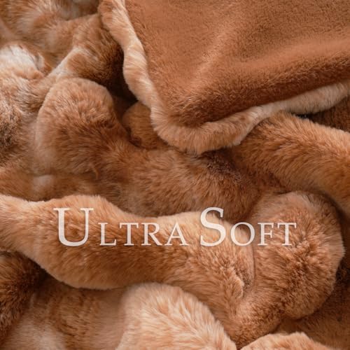 BENVWE Faux Fur Throw Blanket for Couch - Fluffy Soft Thick Bubble Blanket for Living Room Home Decor - Fathers Day Birthday Gifts for Women Men, Tie-dye Caramel, 50" x 60" - color: Tie-dye Caramel, size: Throw(50" x 60")