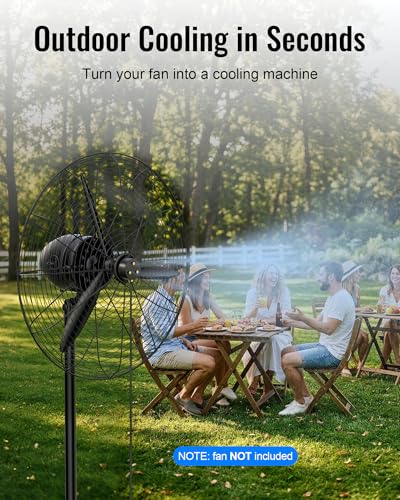 Magnetic Outdoor Misting Fan Kit for Patio, Backyard, Pool | Triple Nozzle Design, 16.4FT Misting Line, Outside Misting Cooling System (Fans Not Included)
